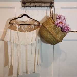 For Love & Lemons White Floral Mesh Dress